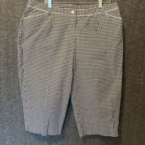 NEW Talbots Pants Women 18W‎ Petite Black White Gingham Cropped Capri Stretch